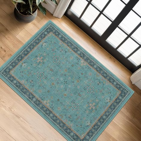 Tapis en velours cristal avec semelle en plastique antidérapante lavable (90×120CM), idéal pour l'entrée, devant la porte de la cuisine, devant la salle de bain ou à l'intérieur (1/5)