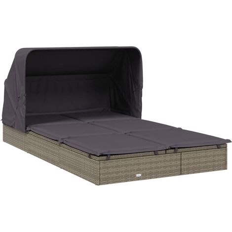 Sdraio 2 posti con tetto pieghevole 213 x 118 x 97 cm grigio 020012187