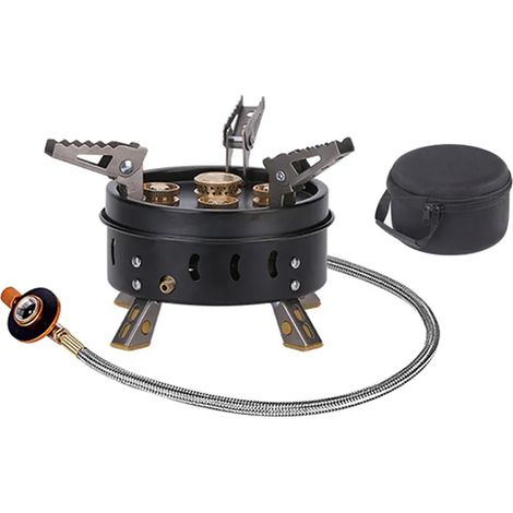 Réchaud à gaz de camping extérieur 11000W, coupe-vent, brûleur à gaz haute puissance à 5 buses, idéal pour la randonnée, les pique-niques et la survie. Réchauds de cuisine portables. (1/5)