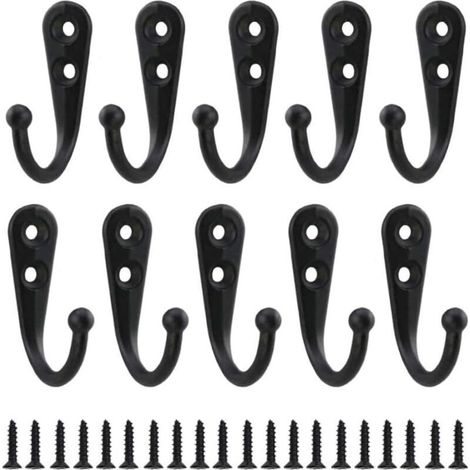 YMYNY 10 pieces black single hooks, wall hooks, black coat hooks, equipped with fixing screws