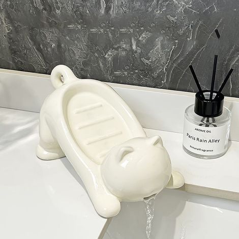 Niedliche Katzen-Seifenschale, selbstentleerender Seifenbehälter - AquaForge (1/5)