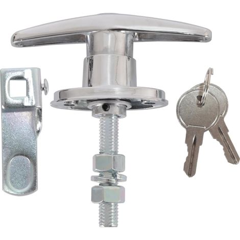 Kit de serrure à poignée en T en alliage de zinc avec clés – pour fixations de camions/portes de garage/capots de camion, installation facile et sécurisée (1/5)