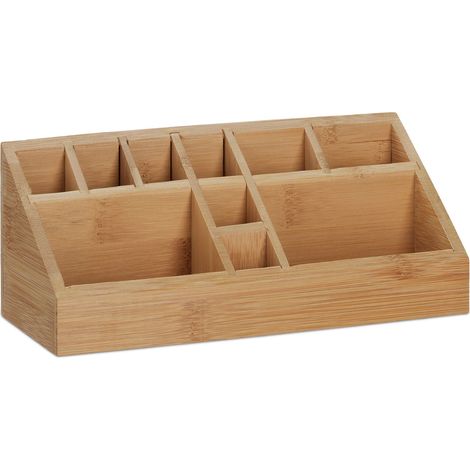 Organizer da scrivania 10 scomparti pratico portaoggetti design contemporaneo 30 x 15 x 10 cm in bambù naturale 130008535