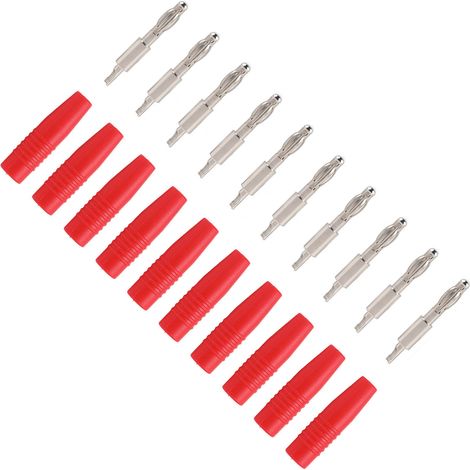Lot de 10 fiches bananes mâles à souder de 4 mm (22,040) pour multimètre, cordons de test et haut-parleurs (rouge). (1/5)