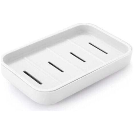 Porte-savon de douche [avec égouttoir] modèle double couche 12.5x9.2 cm en matériau écologique résistant couleur platinum silver grey/white (1/4)