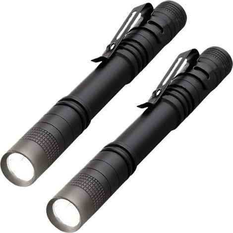 Kit comprenant 2 lampes torches tactiques LED au format stylo, mini-lampes torches AAA en aluminium, idéales pour les inspections, les travaux et autres - AquaForge (1/4)