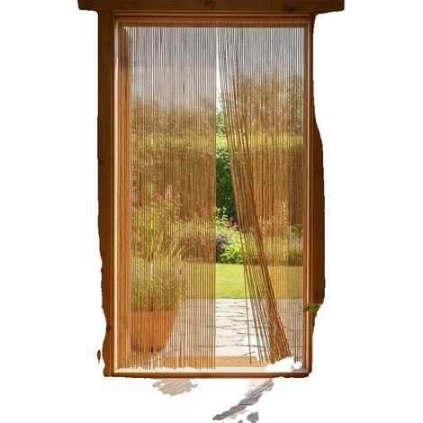 Insektenschutz Türvorhang, Bambusmaterial, Einfache Installation, Braun (1/2)