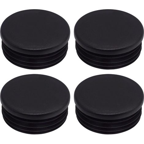 Runde Rohrendkappen – 4er-Pack – Schwarzer Kunststoff – Durchmesser 60 mm – Für Zäune und Möbel (1/5)