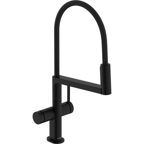 Hansgrohe Talis Select M54 PowderSpray - Mitigeur d'évier avec bras flexible et douchette, EcoSmart, noir mat 72861670 (1/2)