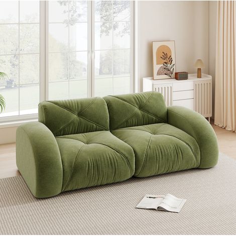 Canapé 2 places modulaire chenille verte OKMYHOME (1/5)
