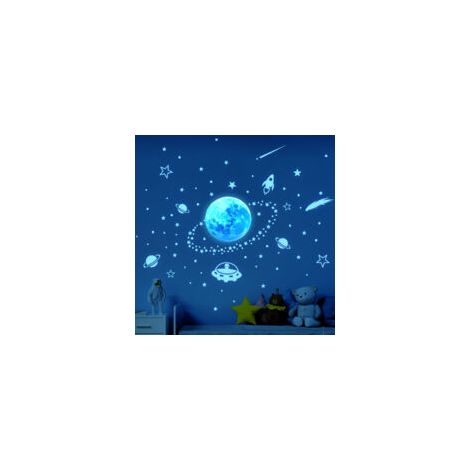 Leuchtende Planeten, leuchtende Sterne, Solar-Deckenaufkleber, fluoreszierende Galaxien-Wandaufkleber, Dekoration für Babyzimmer, Kinderzimmer, Mädchenzimmer, Jungenzimmer – Crezuo