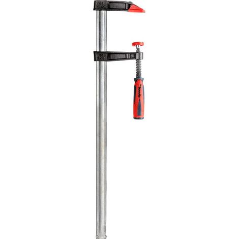 Pince à vis professionnelle kwb avec poignée bi-matière 80x500, largeur de serrage 500 mm, profondeur de serrage 80 mm, mâchoires de serrage en fonte d'acier malléable, pince à vis avec rail profilé c