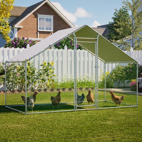 Gallinero con recinto 3 x 1,5 x 2 m en acero galvanizado con techo PE y cierre HAVRYA (1/5)