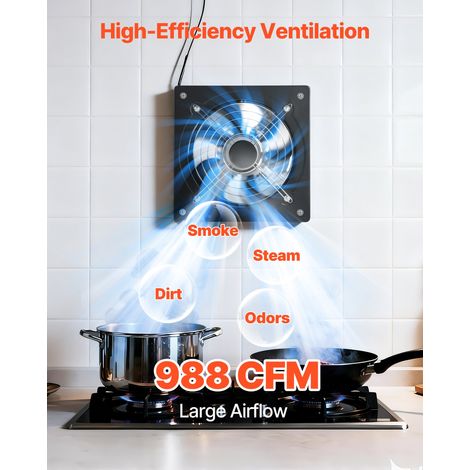 Ventilateur Extraction Mural 25,4 cm Ventilateur Extracteur 1678 m³/h Extracteur d'Air pour Grenier, Garage, Sous-sol, Atelier, Cuisine, Faible Consommation 50 W, avec Variateur de Vitesse, Noir (1/5)