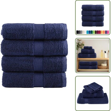 Gesichtstuch - vidaXL Premium Gästetücher SOLUND 4 Stk. Marineblau 30x50 cm 600 g/m² - Trainingstuch (1/5)