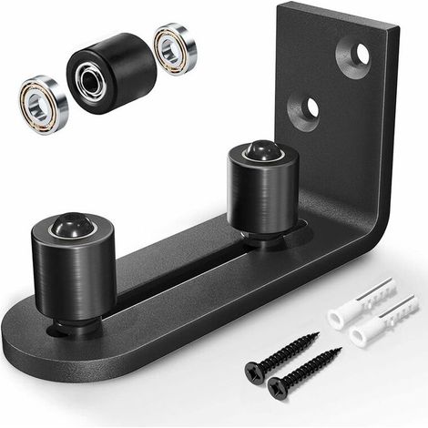 Bottom floor guide for sliding barn door, adjustable ball bearings, wall mounting system, flush flat bottom design (1/5)