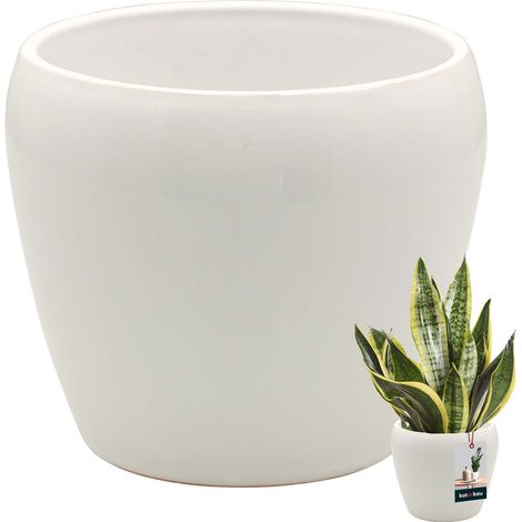 KOTARBAU® Blumentopf 13,5 cm Weiß glasierter Keramik-Blumentopf, Blumen- und Kräutertopf, dekorativer Übertopf, Balkon-Blumentopf