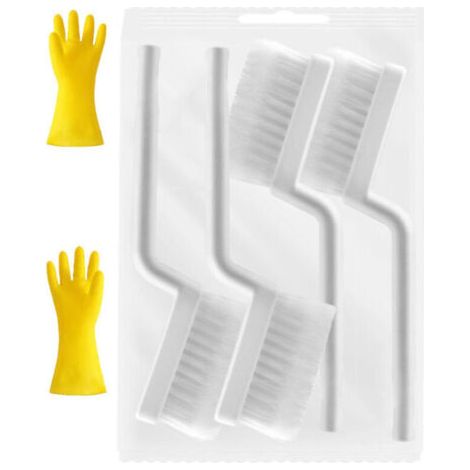BUNTHAUS PA Lot De 4 Brosses De Nettoyage Blanches Avec Gants Latex Épais Taille L (1/4)