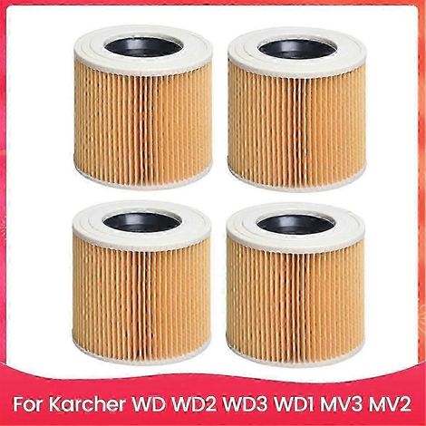 Lot de 4 filtres de rechange pour aspirateurs eau et poussière, compatibles avec les modèles Kärcher WD, WD2, WD3, WD1, MV3 et MV2.-AquaForge (1/3)