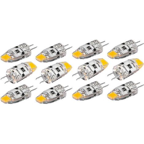 Lot de 12 ampoules LED G4 12 V CC à intensité variable, 1,5 W, faisceau à 360°, remplaçant les ampoules halogènes de 15 W (lumière chaude). (1/5)