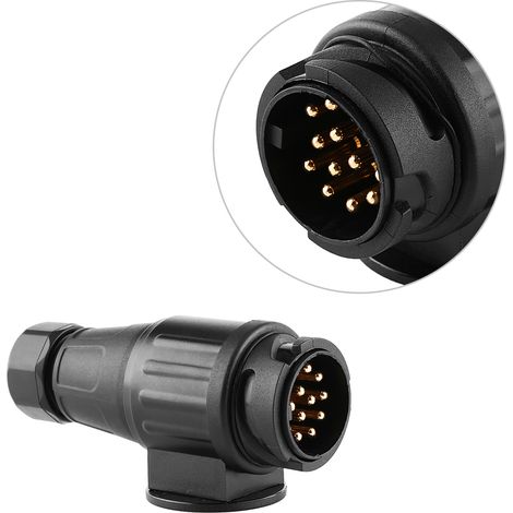 Adaptateur de connecteur de câblage 13 pôles pour prise de remorque électrique 12 V 13 broches, en plastique noir (1/5)