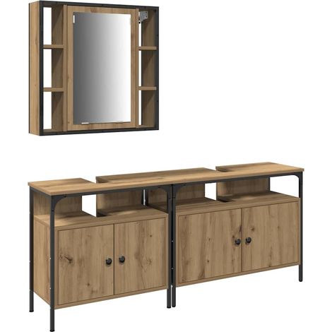 Maison Exclusive - Unità da Bagno con lo scaffale 3 pcs Marrone Legno multistrato
