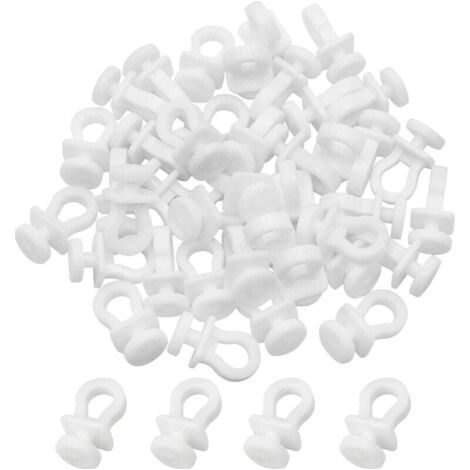 100 Pcs Curtain Hook Rail Slider Curtain Rail White Plastic Curtain Pulley for Shower Curtain Door and Window (1/4)