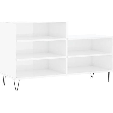 Maison Exclusive - Scarpiera Bianco Lucido 102x36x60 cm in Legno Multistrato