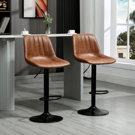 Set di 2 sgabelli da bar dal design retrò, con poggiapiedi, altezza regolabile, 43 cm x 49,5 cm x 111 cm (1/5)