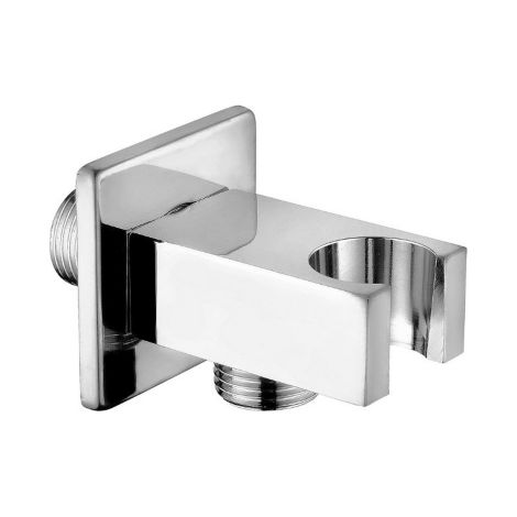 DianHydro sortie d'eau carre'e avec support de douche chrome'