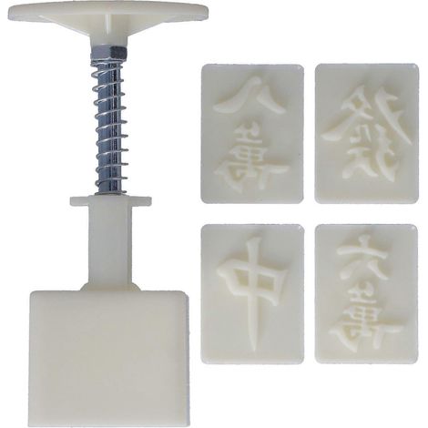 Moule à motifs Mahjong, moule pressé à la main, moule décoratif DIY avec 4 tampons d'impression, outil de cuisson pour la maison (1/5)