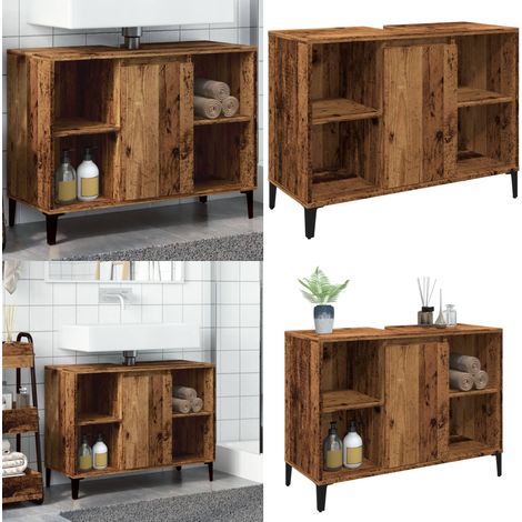 vidaXL Waschbeckenunterschrank Altholz-Optik 80x33x60 cm Holzwerkstoff