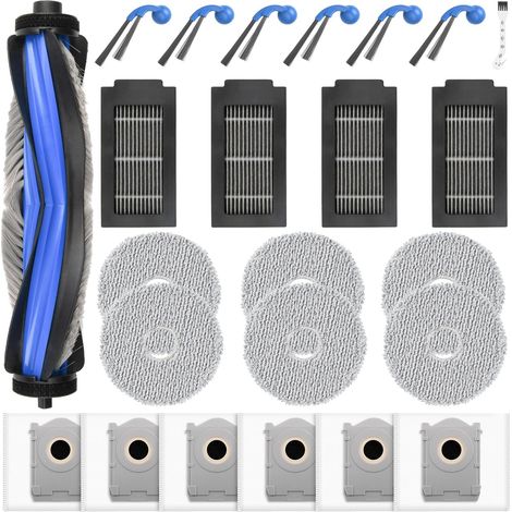 Lot de 24 accessoires pour robot aspirateur Ecovacs Deebot T30C Omni Gen2 - T30C Omni avec fonction de nettoyage Pièces de rechange, 6 sacs à poussière, 6 tampons de nettoyage, 6 brosses latérales, 4 (1/5)