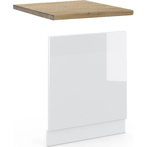 Frontblende Fame-Line, Weiß Hochglanz, 60 cm , AP Eiche, Vicco