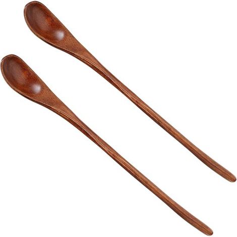 Lange Holzlöffel Honiglöffel Rührlöffel mit langem Griff 23 cm lang Teakholz Cocktailrührlöffel Rührlöffel Essbesteck Kochlöffel für die Küche (1/5)