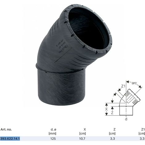 Geberit Silent-Pro Curva, DN 125, dø 125 mm, 393.622.14.1