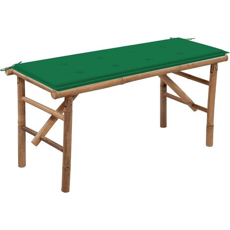 Banc de jardin pliable avec coussin 118 cm Bambou