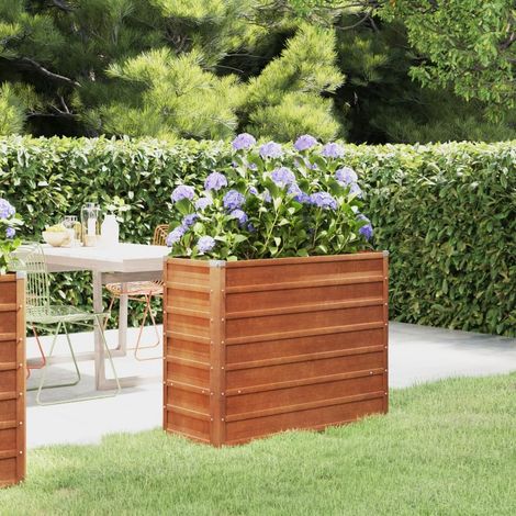 Jardinière Relief Acier Corten 100 X 40 X 77 cm. Aspect Rouille, Très tendance. Jardin, Patio, Balcon (1/5)