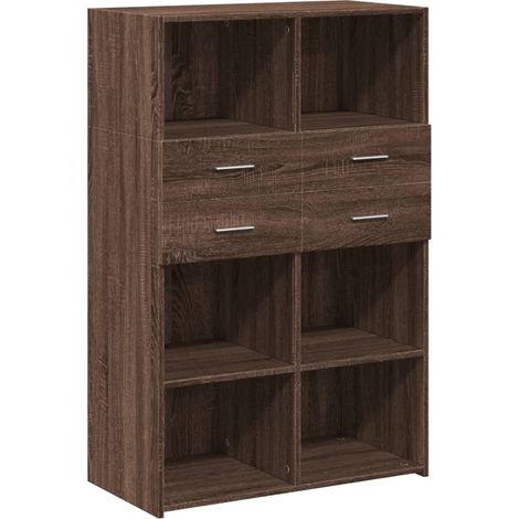 Buffet bahut commode armoire meuble de rangement organisateur cuisine salle de séjour salon haut 80 x 42,5 x 124 cm bois d'ingénierie marron (1/5)