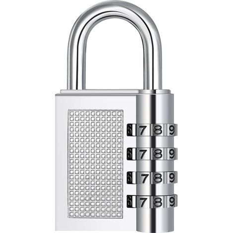 4-Digit Combination Lock for Lockers - School Gym Locker, Weatherproof Outdoor Lock for Fence, Gate, Garden Shed, Garage, Silver (1/5)