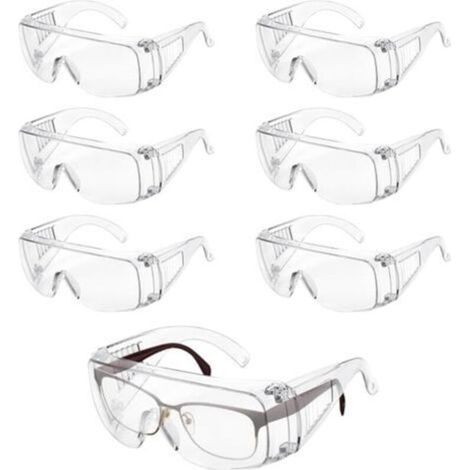 Lunettes de sécurité pour le travail - Lot de 6 - Transparentes, antibuée - Lunettes de protection pour porteurs de lunettes - Conviennent pour les laboratoires, les chantiers, les travaux mécaniques (1/5)