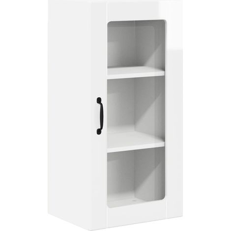 Maison Exclusive - Mobile in vetro da parete PORTO Bianco Lucido 40 x 31 x 80 cm
