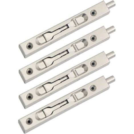 Paquet de 4 (2 paires) Verrou à glissière de verrou de pêne affleurant de porte, action de levier de sécurité de pêne dissimulé, pêne coulissant en acier inoxydable - (15 cm de longueur) (1/5)
