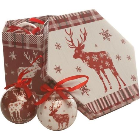 Christmas Baubles Red Reindeer Fourteen Piece Set Festive (1/2)