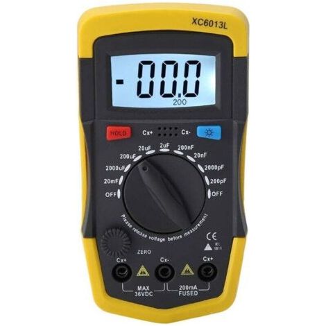 Testeur de condensateur numérique, testeur de condensateur numérique LCD 0.1pF-20000uF, testeur de condensateur mF uF compteur de condensateur de jauge de Circuit Testeur et détecteur de tensi