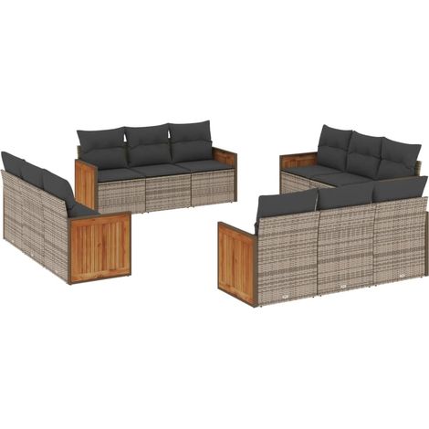 Maison Exclusive - 12-tlg. Garten-Sofagarnitur mit Kissen Grau Po