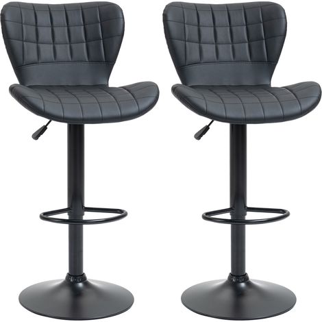 Set di 2 sgabelli da bar retro neri in similpelle regolabili girevoli 360° (1/5)