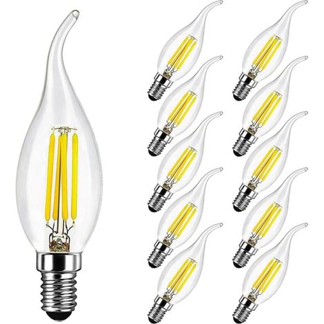 E14 LED Candle Bulb 4W Equivalent 40W 400LM, Cool White 6500K, E14 LED Candle for Chandeliers, Crystal Chandeliers, Pack of 10