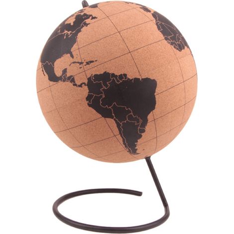 Globe Rotatif en Liège pour Bureau - Carte du Monde Décorative - Décoration Géographique Maison (1/5)