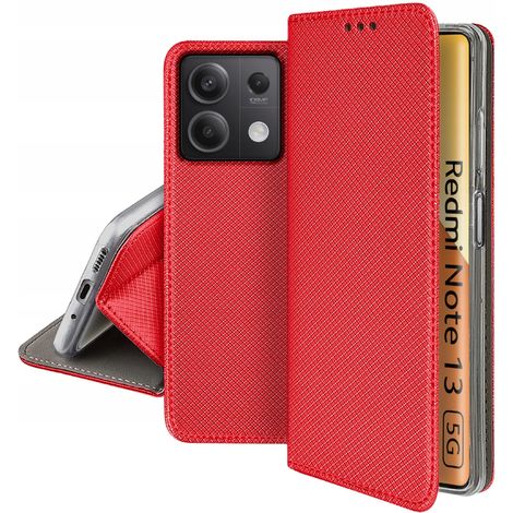 Custodia per Xiaomi Redmi Note 13 5G SMART MAGNET BOOK CASE ROSSA + Vetro (1/5)